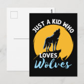 Just a Kid Who Loves Wolves Wolf Lover Briefkaart (Voorkant / Achterkant)