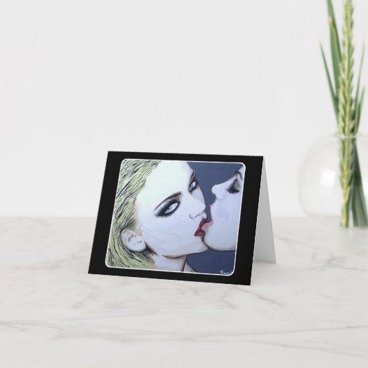 'Just a Kiss' schilderij op een Bedankkaart (Voorkant)