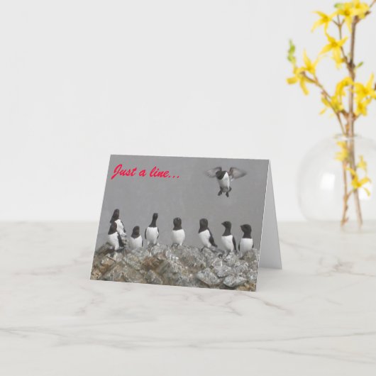 'Just a Line' Vogels Blank Note Kaart (Gele Bloem)