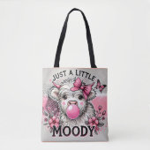 Just A Little Moody Highland Cow Pink Bow Tote Bag (Voorkant)