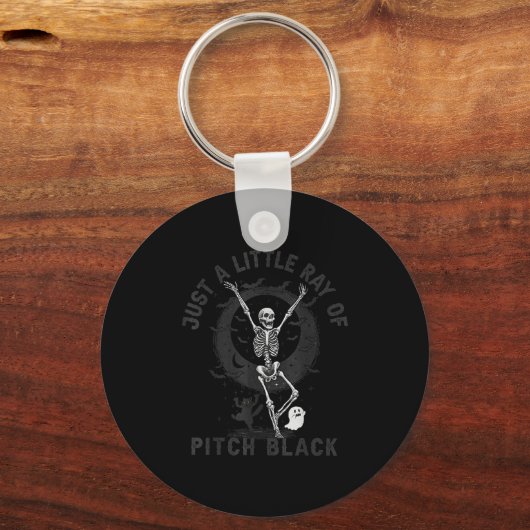 Just A Little Ray Of Tch Black Halloween Skeleton  Sleutelhanger (Voorkant)