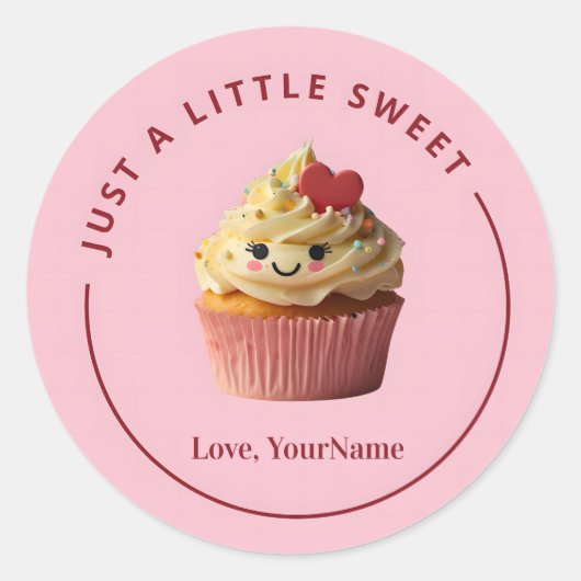 Just a Little Sweet Cupcake Valentine Sticker (Voorkant)