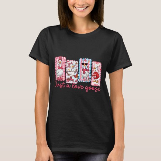 Just A Love Goose Cute Valentine Geese Coquette Wo T-shirt (Voorkant)