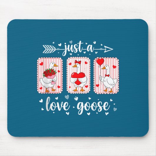 Just A Love Goose Funny Valentine Cute Goose For W Muismat (Voorkant)