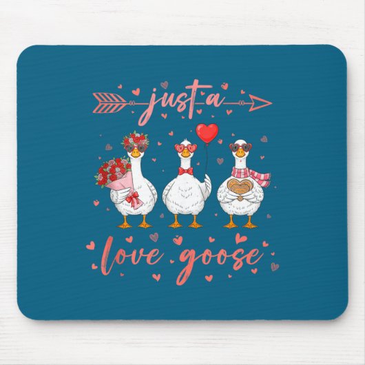 Just A Love Goose Funny Valentine Cute Goose For W Muismat (Voorkant)