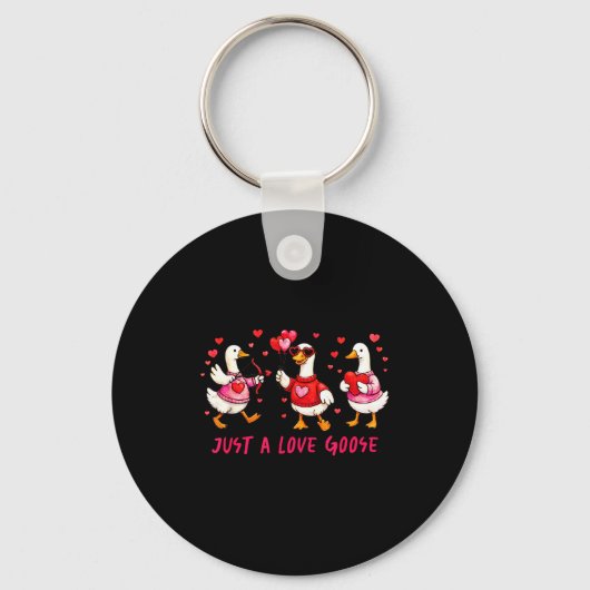 Just A Love Goose Funny Valentine Geese Cud Heart  Sleutelhanger (Voorkant)
