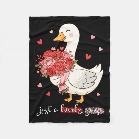 Just A Lovely Goose Bouquet Roses Floral Valentine Fleece Deken (Voorkant)