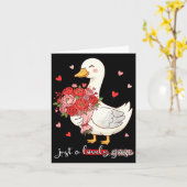 Just A Lovely Goose Bouquet Roses Floral Valentine Kaart (Gele Bloem)