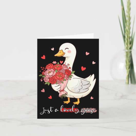 Just A Lovely Goose Bouquet Roses Floral Valentine Kaart (Voorkant)