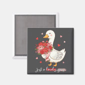 Just A Lovely Goose Bouquet Roses Floral Valentine Magneet (Voorkant / Achterkant)