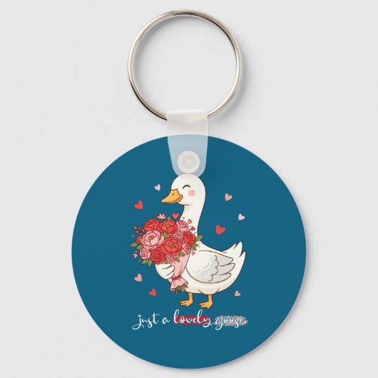 Just A Lovely Goose Bouquet Roses Floral Valentine Sleutelhanger (Voorkant)