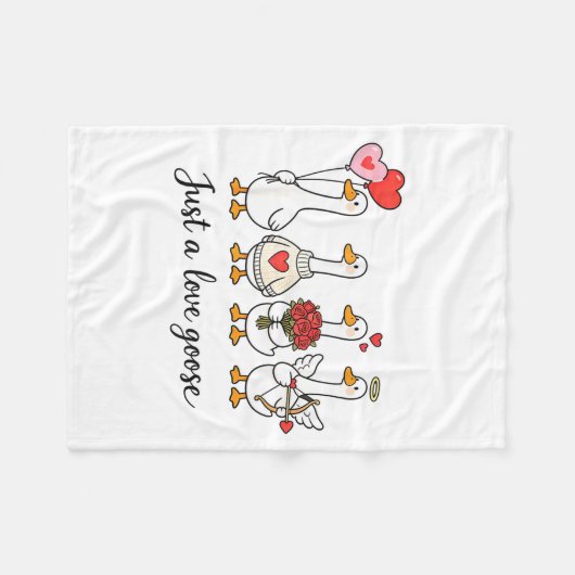 Just A Lovely Goose Cute Silly Goose Valentine's D Fleece Deken (Voorkant (Horizontaal))