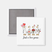 Just A Lovely Goose Cute Silly Goose Valentine's D Magneet (Voorkant / Achterkant)