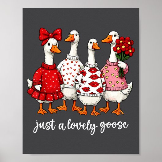 Just A Lovely Goose Cute Silly Goose Valentine's D Poster (Voorkant)