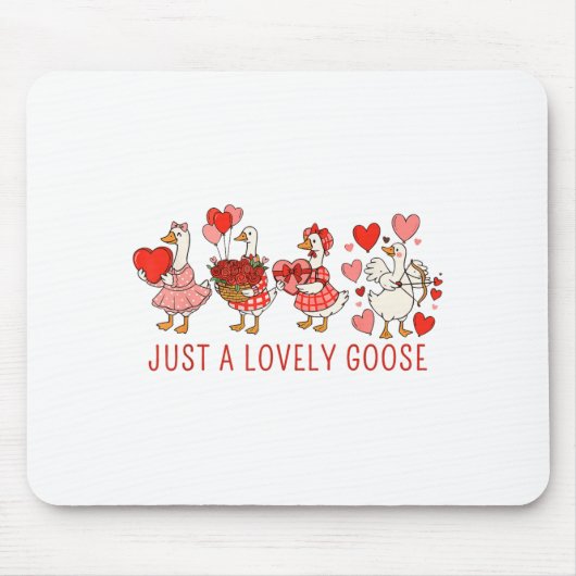 Just A Lovely Goose Valentines Day Cute Heart Goos Muismat (Voorkant)