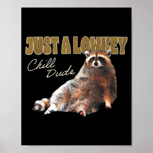 Just A Lowkey Chill Dude Cute Raccoon Funny Meme  Poster (Voorkant)