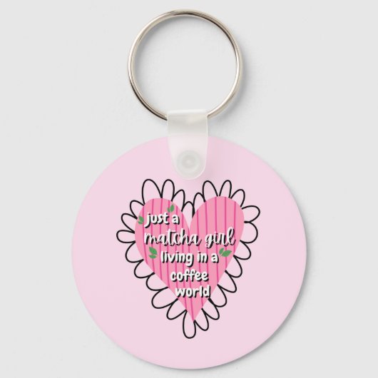 Just a Matcha Girl Heart Aesthetic – Pink Cute  Sleutelhanger (Voorkant)
