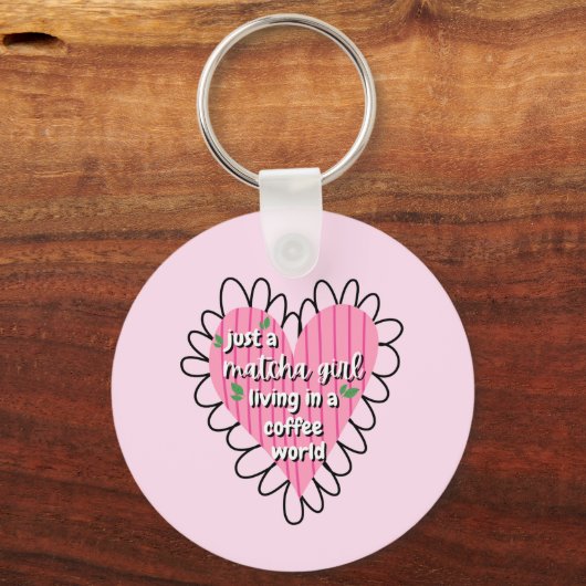 Just a Matcha Girl Heart Aesthetic – Pink Cute  Sleutelhanger (Voorkant)