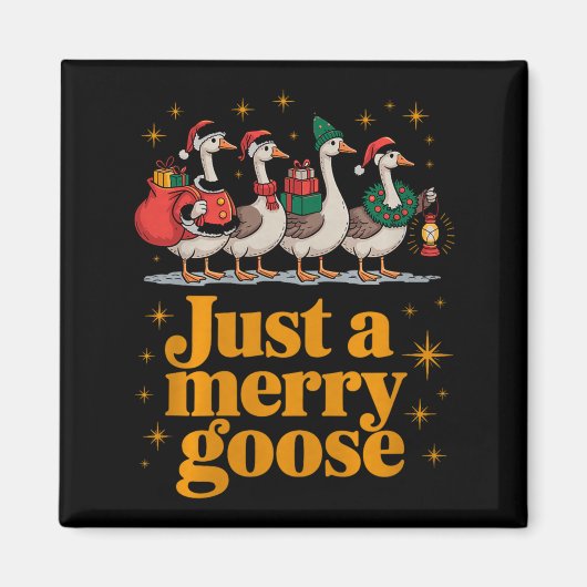 Just A Merry Goose Funny Christmas Premium Tri-ble Magneet (Voorkant)