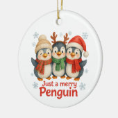 Just a Merry Penguin Christmas Card – Cute Holiday Keramisch Ornament (Links)