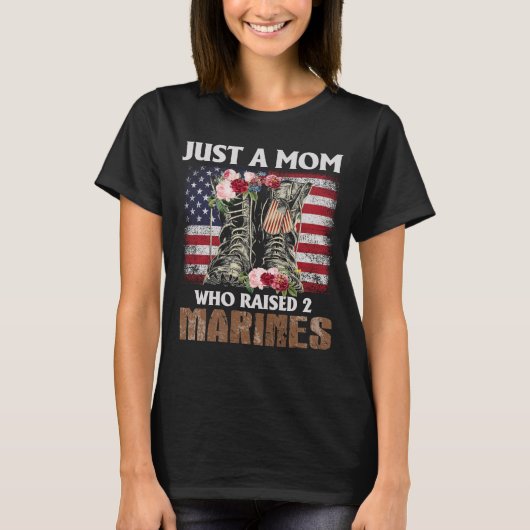 Just A Mom Who Raised Marines American Flag Gifts T-shirt (Voorkant)