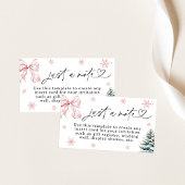 Just a Note Card, Pink Bow Snowflake Baby Shower Informatiekaartje