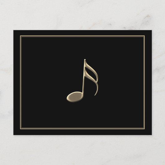 "Just a Note" Gouden muziek Note Zwart Briefkaart (Voorkant)