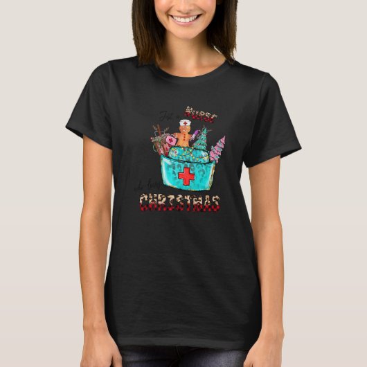 Just A Nurse Who Loves Christmas Leopard Plaid Gra T-shirt (Voorkant)