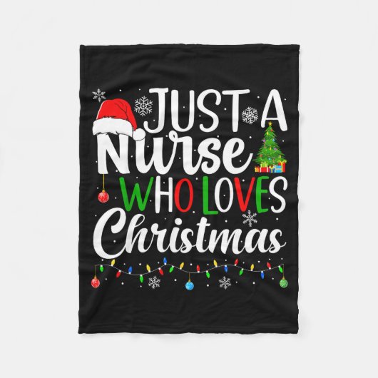 Just A Nurse Who Loves Christmas Rn Nursing Christ Fleece Deken (Voorkant)
