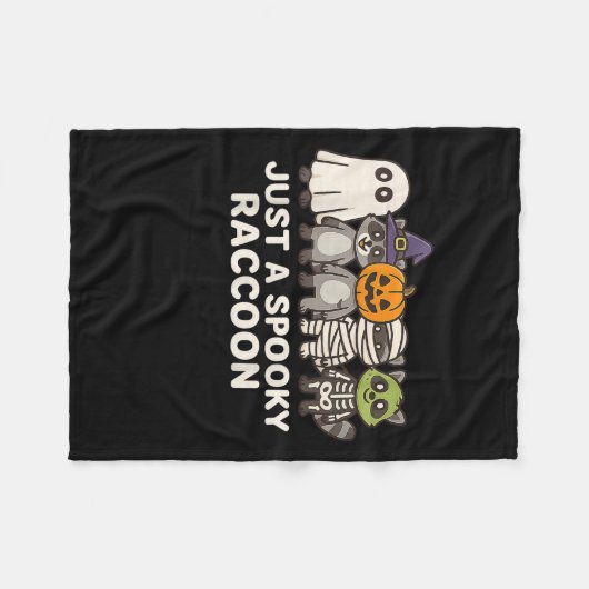 Just A Spooky Raccoon Halloween Costume Cartoon De Fleece Deken (Voorkant (Horizontaal))