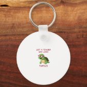 Just a Teacher Who Loves Turtles Turtle Lover Educ Sleutelhanger (Voorkant)