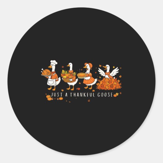 Just A Thankful Goose Funny Silly Goose Thanksgivi Ronde Sticker (Voorkant)