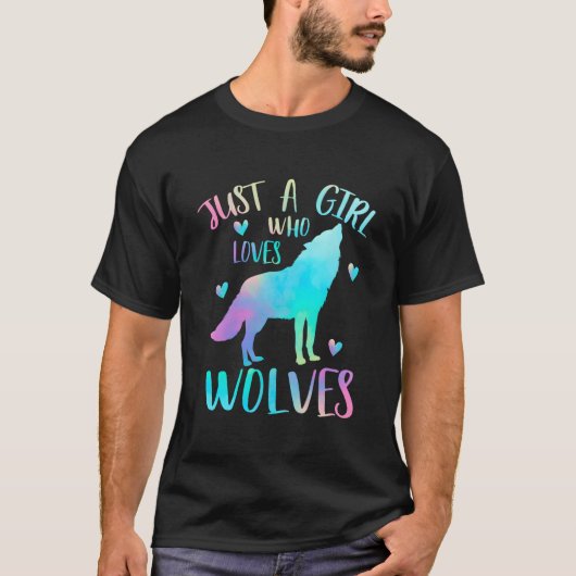 Just A Who Loves Wolves Watercolor Wolf T-shirt (Voorkant)