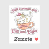 Just a Woman Who Loves Cats and Coffee Sticker (Vel)