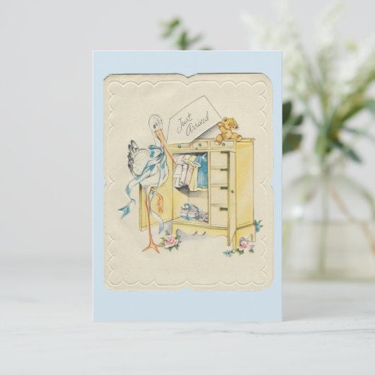 'Just Arrived'-geboorteaankondiging Kaart (Staand voorkant)