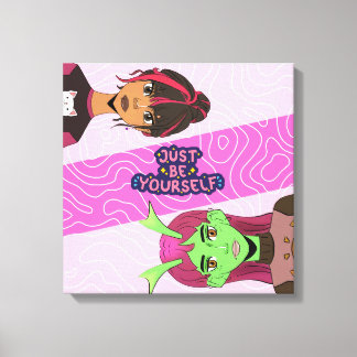 Just Be Yourself – Inclusive and Fun Character Art Canvas Afdruk