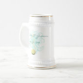 Just Beachy Wedding Stein met Shell en wervelingen Bierpul (Voorkant links)