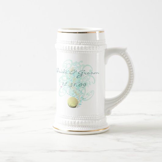 Just Beachy Wedding Stein met Shell en wervelingen Bierpul (Rechts)