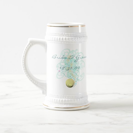 Just Beachy Wedding Stein met Shell en wervelingen Bierpul (Links)
