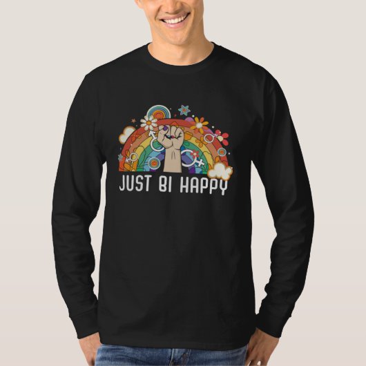 Just Bi Happy Bisexual Pride March Bisexuality LGB T-shirt (Voorkant)