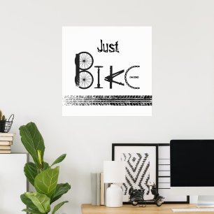"Just Bike" Graffiti van fietsonderdelen en banden Poster