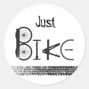 "Just Bike" Graffiti van fietsonderdelen en banden Ronde Sticker