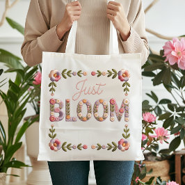 Just Bloom Faux Embroidery Floral Boho Cottagecore Tote Bag