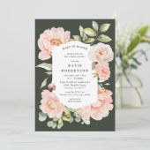 Just Blush Baby in Bloom Floral Baby shower Kaart (Staand voorkant)