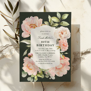 Just Blush Bloem 80ste Verjaardag  Kaart