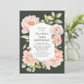 Just Blush Bloemen 70ste Verjaardag Kaart (Staand voorkant)
