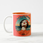 Just Breathe and Dream Retro Orange coffee mug Tweekleurige Koffiemok (Links)