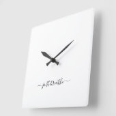 Just breathe black elegant script yoga large clock vierkante klok (Hoek)