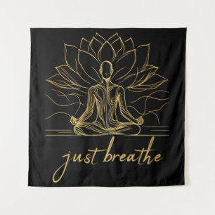 Just Breathe - Golden Zen Meditatie Kunst Wandkleed