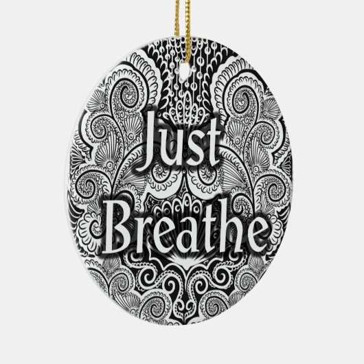 Just Breathe – Kalmerende Mandala-Geïnspireerd Keramisch Ornament (Rechts)